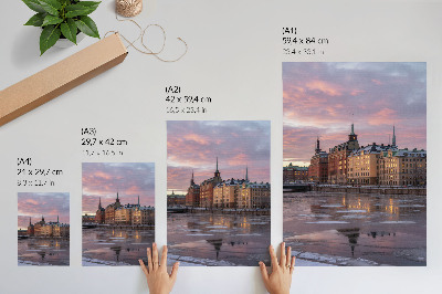 Dekorativni plakat Fragmenti leda zalaska sunca u panorami grada