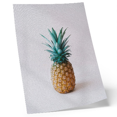 Zidni plakat Ananas s tirkiznim listovima na bijeloj pozadini