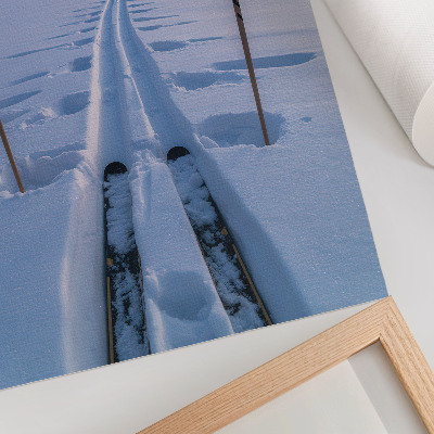Plakat Bijela snježna silueta neba planina