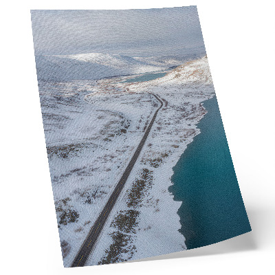 Dekorativni plakat Snježni krajolik minimalizam plava voda
