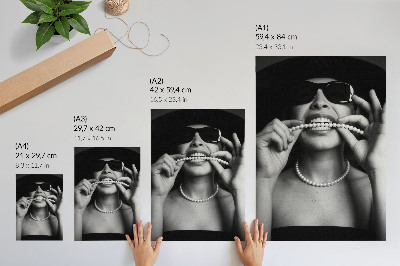 Zidni plakat Crno-bijele glamurozne biserne naočale s kontrastom