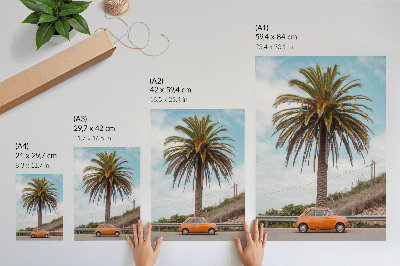 Zidni plakat Palma retro automobil priroda bezbrižna