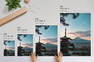 Zidni plakat Pagoda u pozadini, planinske nijanse neba, harmonija