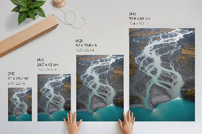 Dekorativni plakat Apstraktne riječne linije u nijansama plave