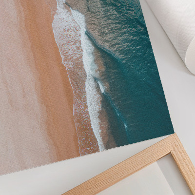 Tisak na platno Minimalistički susret oceanskih valova s ​​plažom
