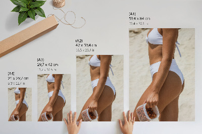 Dekorativni plakat Ljetna plaža, jarke boje, prirodnost.