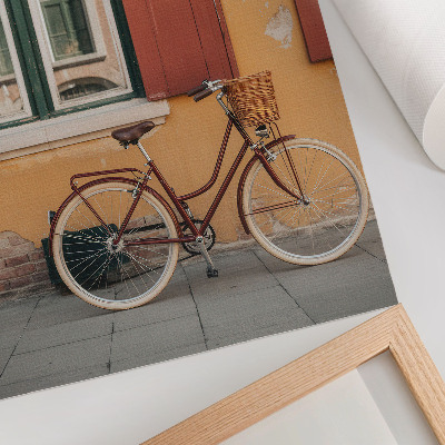 Zidni plakat Bicikl na pozadini šarene retro fasade