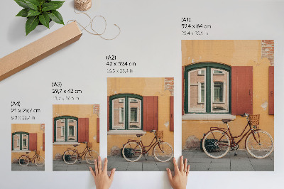 Zidni plakat Bicikl na pozadini šarene retro fasade