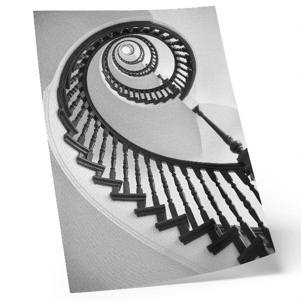 Plakat Spiralno stubište crno-bijela elegancija modernosti