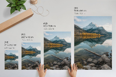 Dekorativni plakat Planine, jezero, drveće, odraz, mir, priroda