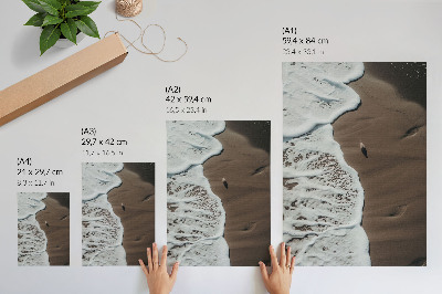 Plakat Opuštajući pijesak plaže, valovi galeba
