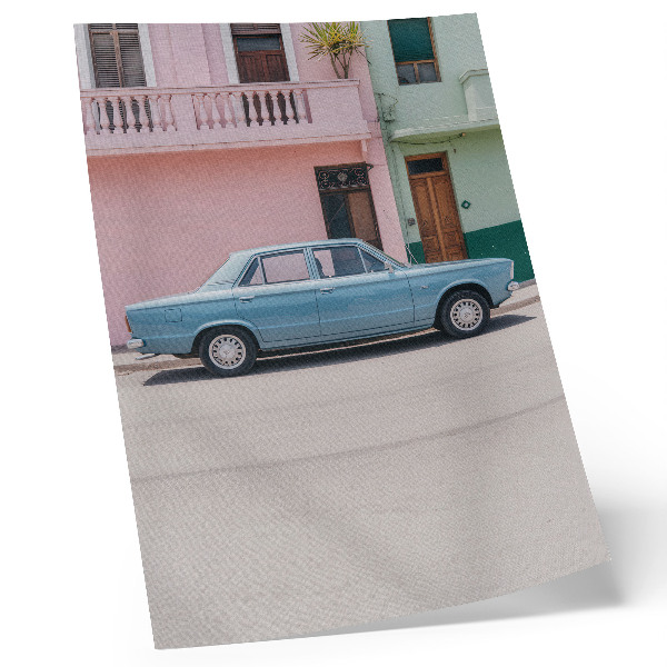 Plakat Klasični automobil pastelne zgrade retro šarm