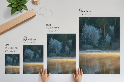 Plakat Tiha šuma nad površinom vode, mistična aura