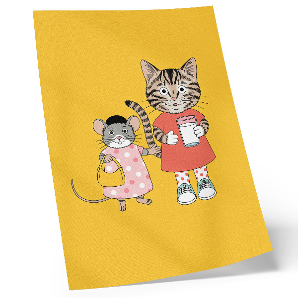 Zidni plakat Set boja za mačku i miša i likovi iz bajke