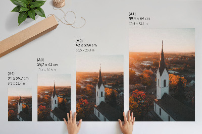 Zidni plakat Jesenska klima grad zalazak sunca harmonija