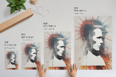 Dekorativni plakat Profil lica, dinamične linije, moderno