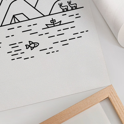 Dekorativni plakat Minimalističke linije, planine, jezera, životinje