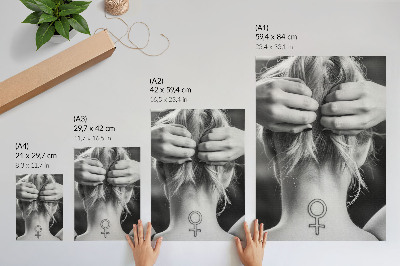 Dekorativni plakat Crno-bijela elegancija, minimalizam, simbol ženstvenosti