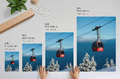 Tisak na platno Zimski krajolik crvena gondola bijela stabla