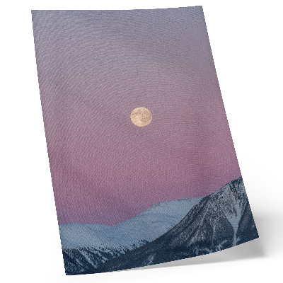 Zidni plakat Planine, sumrak, mjesec, pastelno nebo