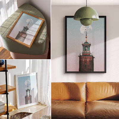 Plakat Tower Moon pozadina pastelno mirna
