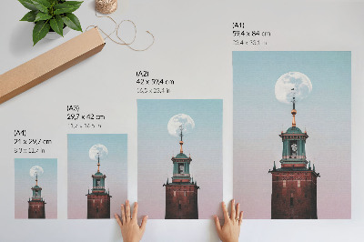 Plakat Tower Moon pozadina pastelno mirna