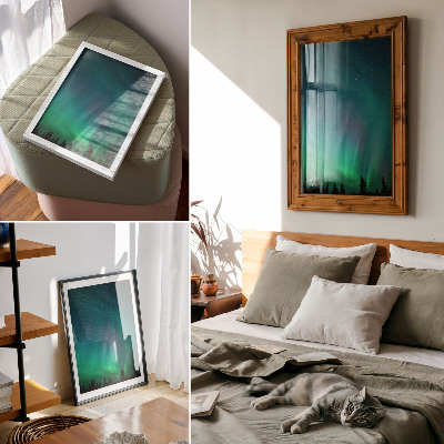 Tisak na platno Aurora Borealis tirkizno nebo svjetlucave zvijezde