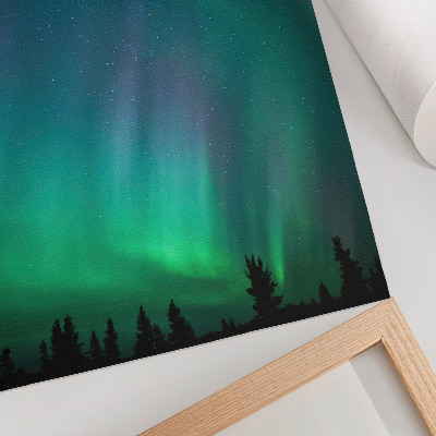 Tisak na platno Aurora Borealis tirkizno nebo svjetlucave zvijezde