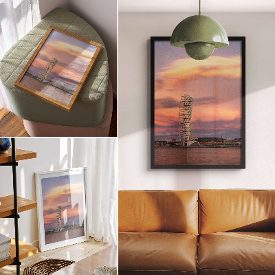 Dekorativni plakat Moderni toranj pastelno nebo zalazak sunca