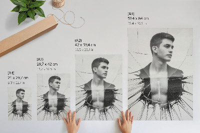 Zidni plakat Crno-bijeli portret s efektom stakla