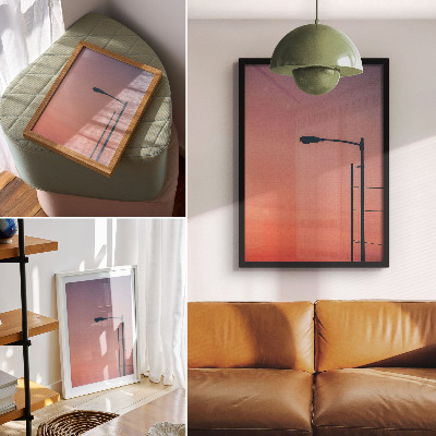 Dekorativni plakat Minimalistička lampa romantični zalazak sunca moderni