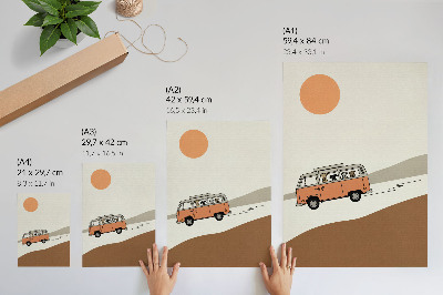 Dekorativni plakat Minimalistički odmor u narančastom kamperu