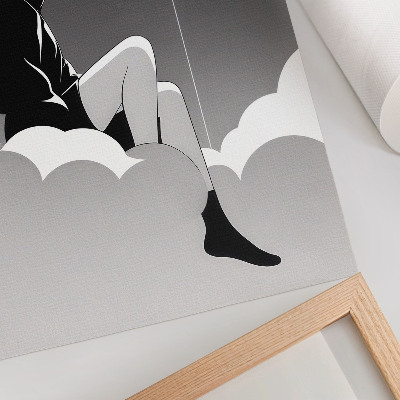 Plakat Figura na oblaku s balonom u minimalističkom stilu