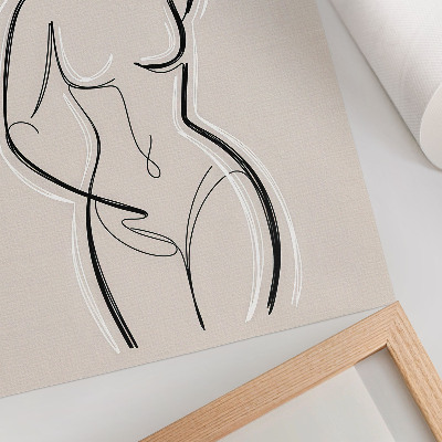 Tisak na platno Minimalistička silueta žene na bež pozadini