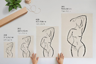 Tisak na platno Minimalistička silueta žene na bež pozadini