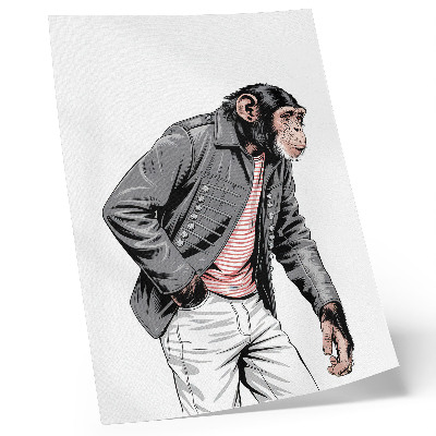 Dekorativni plakat Elegantna čimpanza u kontrastnoj grafičkoj jakni