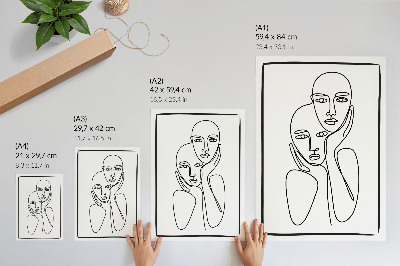 Zidni plakat Konture lica crne linije minimalizam elegancija