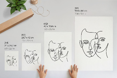 Plakat Minimalistički portreti, linijska umjetnost, dubina, emocije