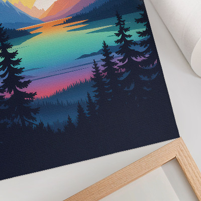 Dekorativni plakat Šarene planine sa zalaskom sunca i jezerom
