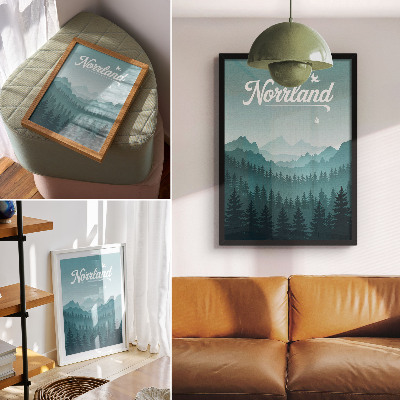 Zidni plakat Plave planine zeleno drveće svemir priroda