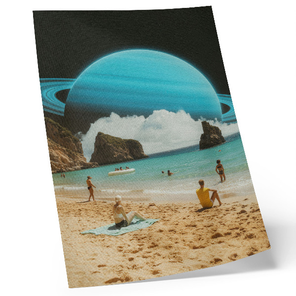 Tisak na platno Plaža s planetom iznad vode za sunčanog dana