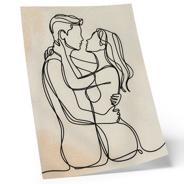 Plakat Minimalistički voljeni par bež pozadina