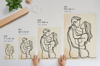 Plakat Minimalistički voljeni par bež pozadina