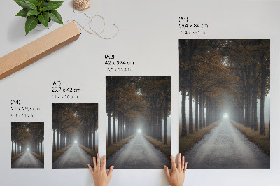 Plakat Jesenska ulična magla simetrična skladna kompozicija