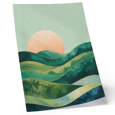 Plakat Pastelna brda, akvarelno sunce