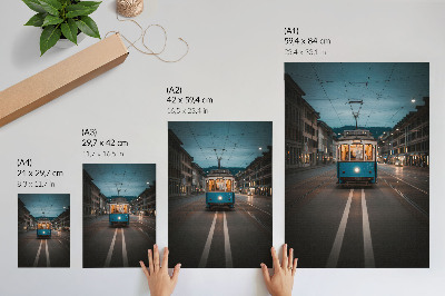 Plakat Večernja svjetla gradskog tramvaja retro energija
