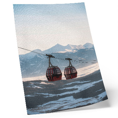 Zidni plakat Planine zimskih krajolika sa žičarom