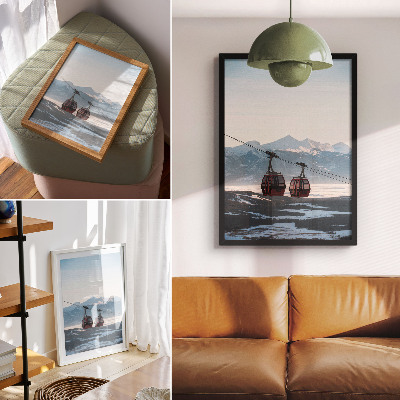 Zidni plakat Planine zimskih krajolika sa žičarom