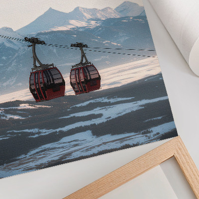Zidni plakat Planine zimskih krajolika sa žičarom