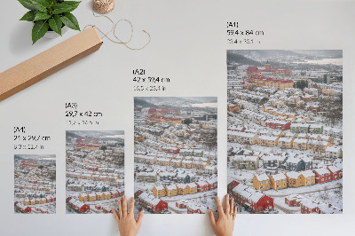 Dekorativni plakat Šarene kuće zimska pejzažna arhitektura